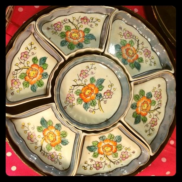Antique Hand Painted Nippon Japan Gilt Blue Sweet